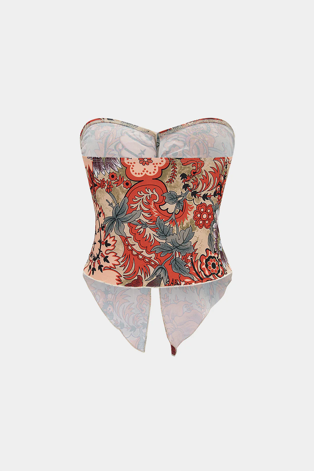 Artistic Print Ruched Tube Top - Image 2