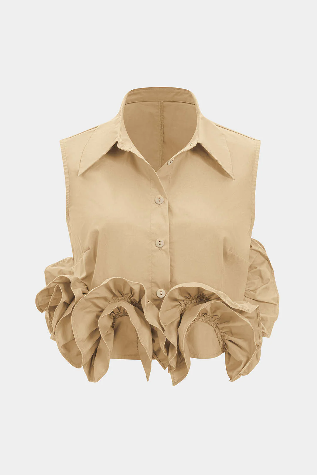 Button Ruffle Ruched Tank Top - Image 5