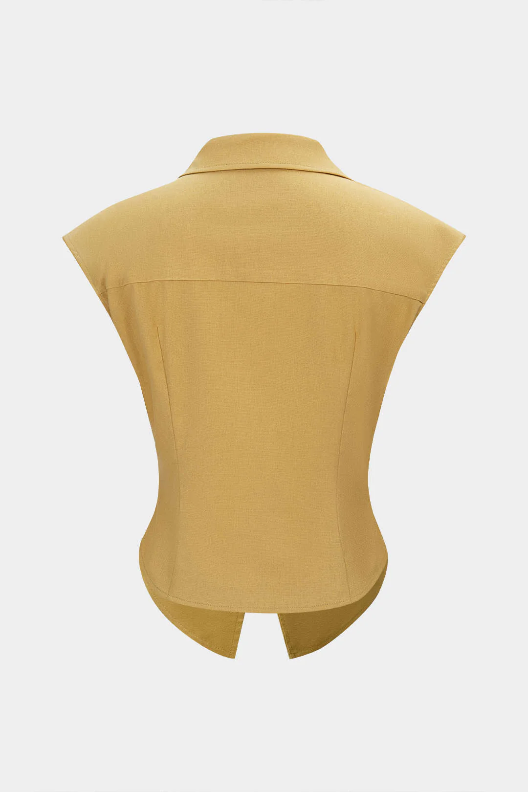 Linen Lapel Cut Out Button Tank Top - Image 2