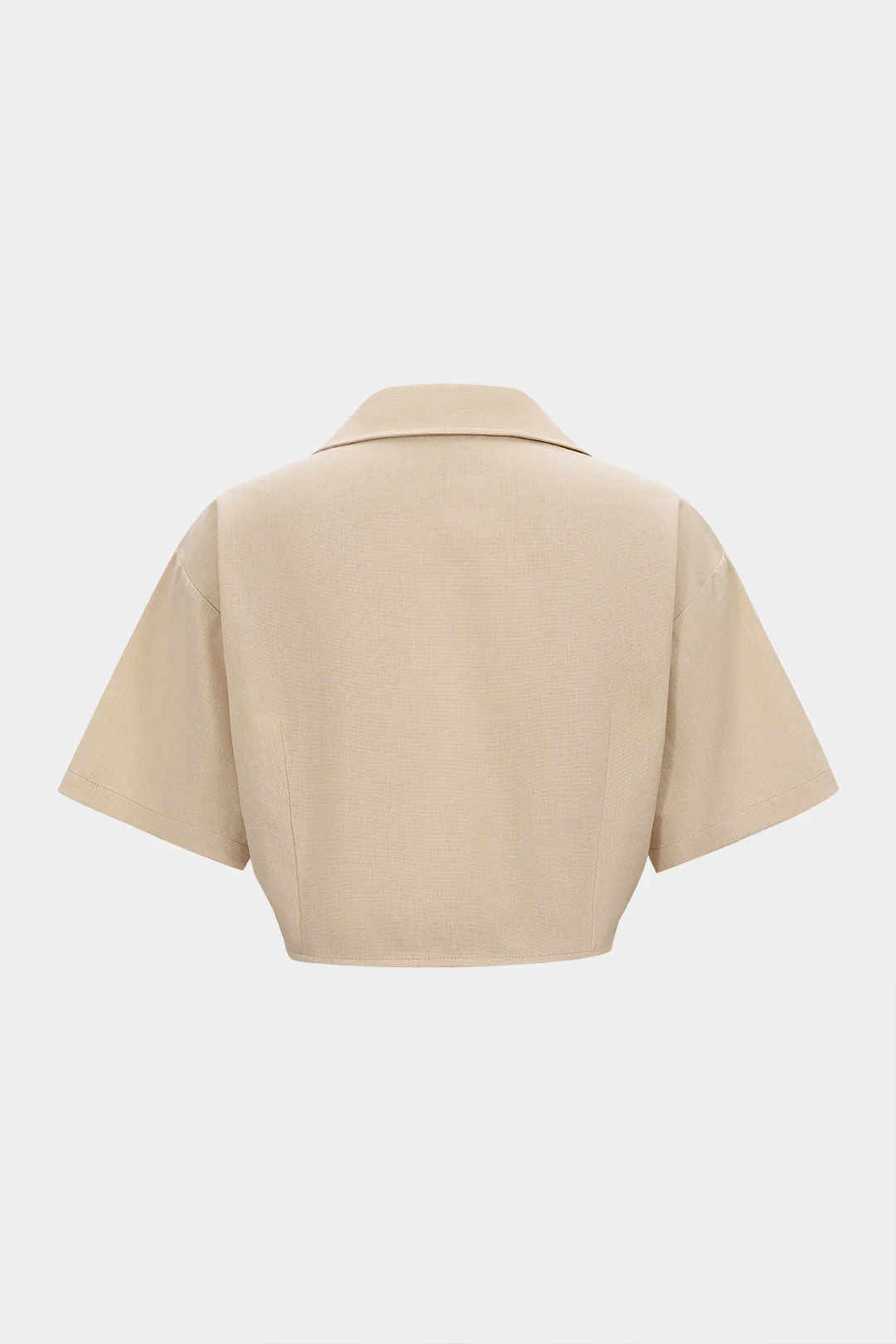 Lapel Metallic Button Short-Sleeve Shirt - Image 2