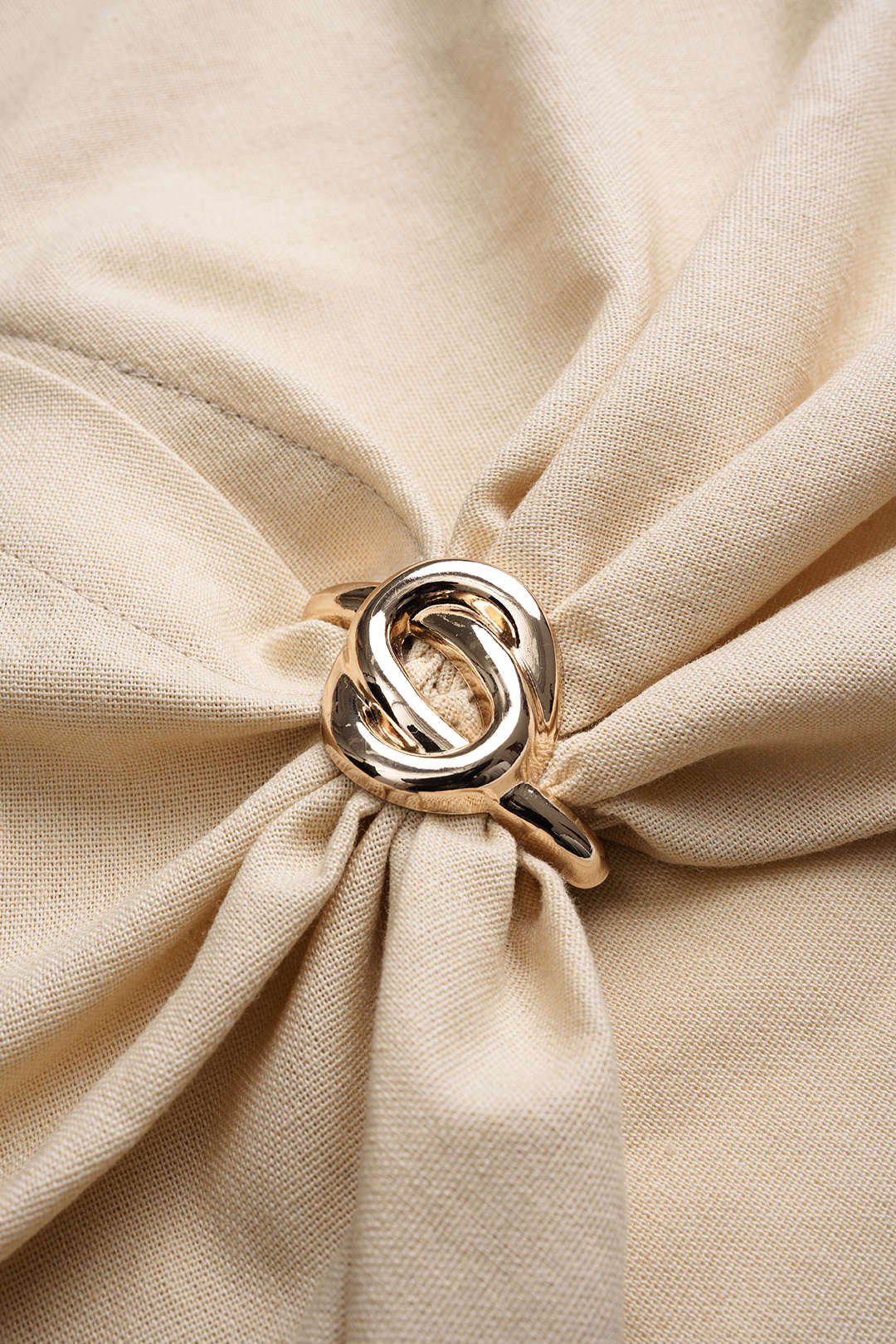 Lapel Metallic Button Short-Sleeve Shirt - Image 3