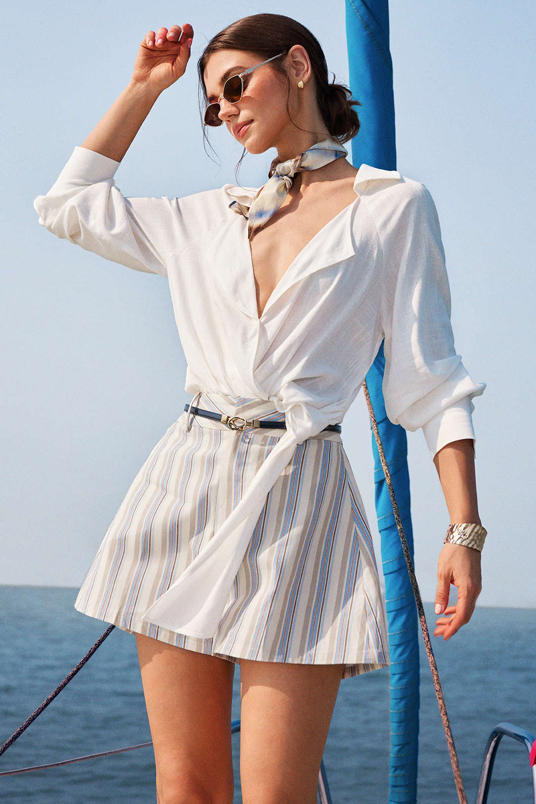 Lapel Knotted Long-Sleeve Shirt - Image 2