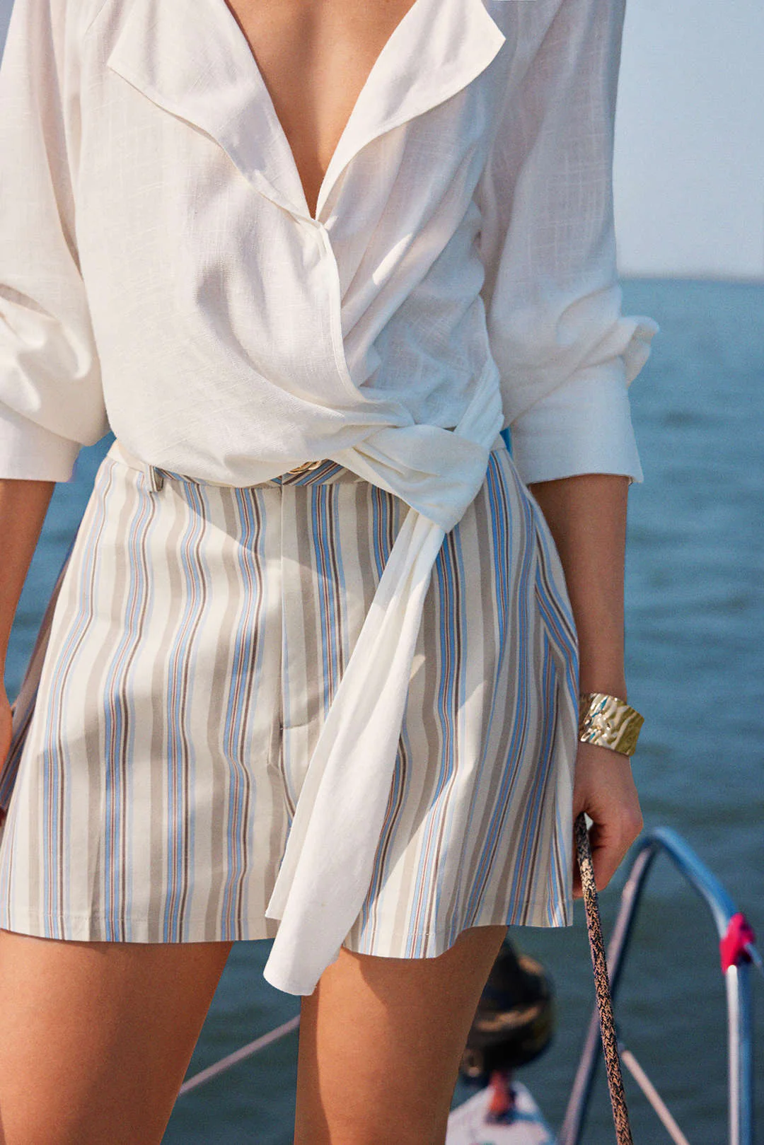 Lapel Knotted Long-Sleeve Shirt - Image 3