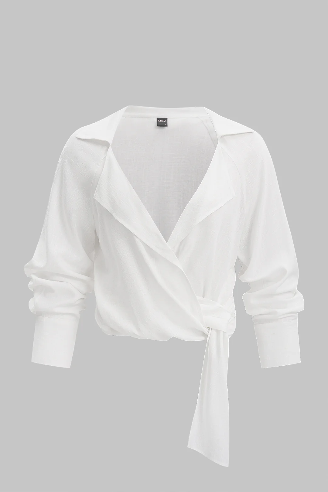 Lapel Knotted Long-Sleeve Shirt - Image 5