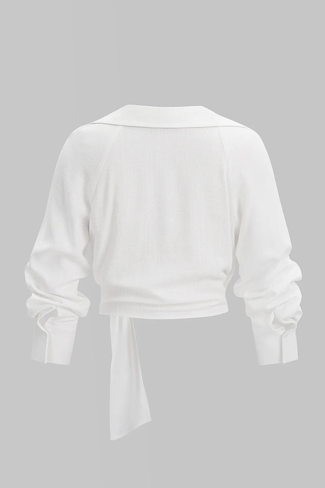 Lapel Knotted Long-Sleeve Shirt - Image 6