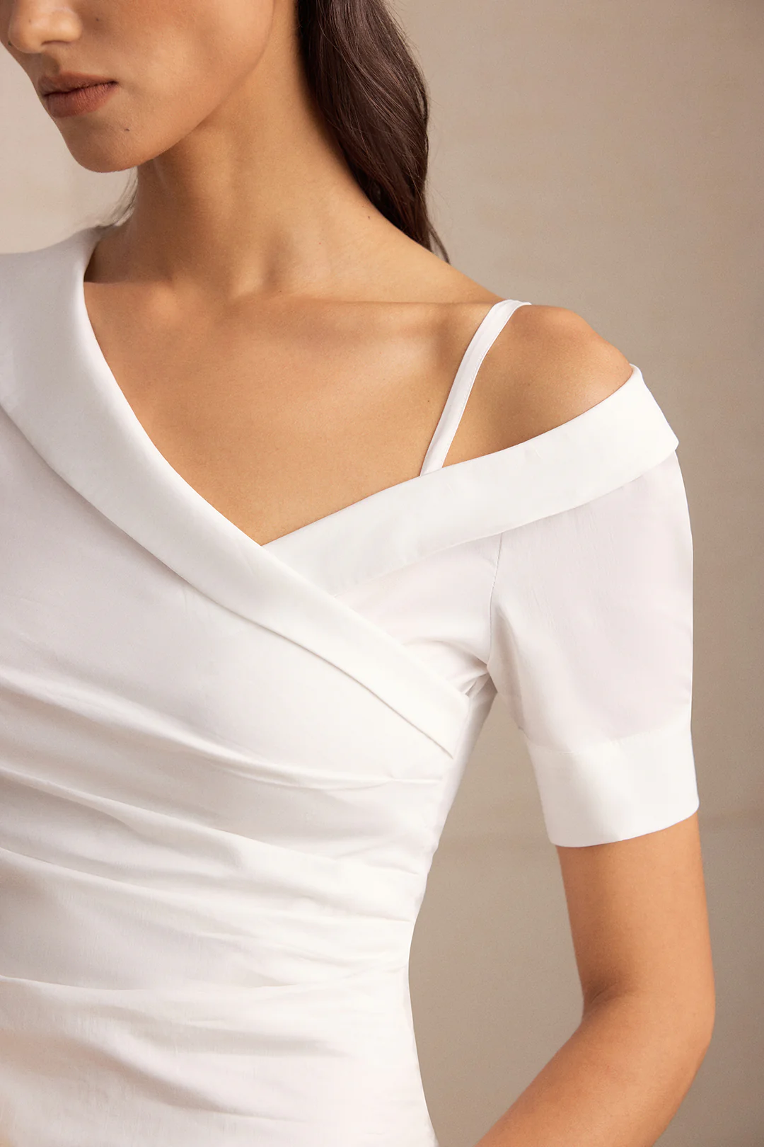 Asymmetric Print Cut Out Asymmetrical Ruched Short-Sleeve Shirt - Image 3