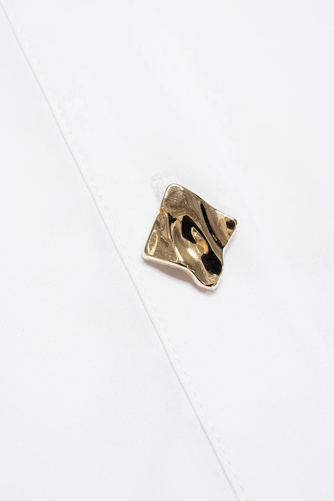 Lace Trim Patchwork Metallic Button Short-Sleeve Shirt - Image 3