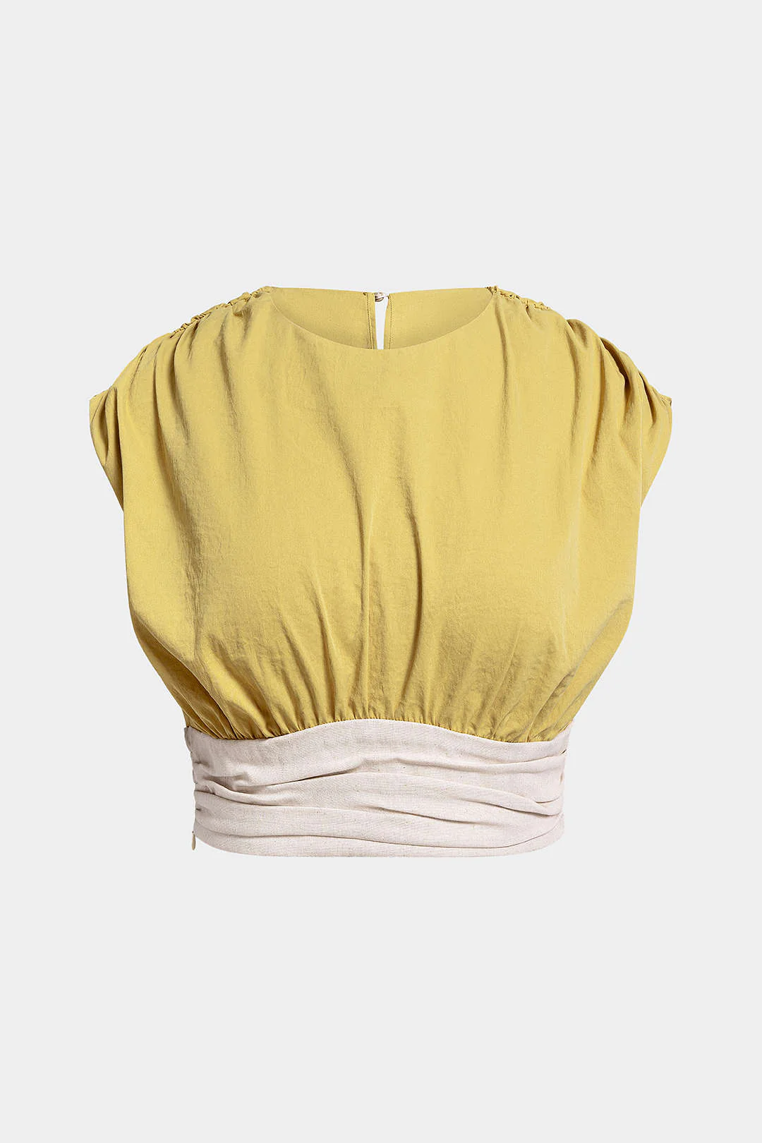 Plus Size Contrast Round Neck Ruched Tank Top