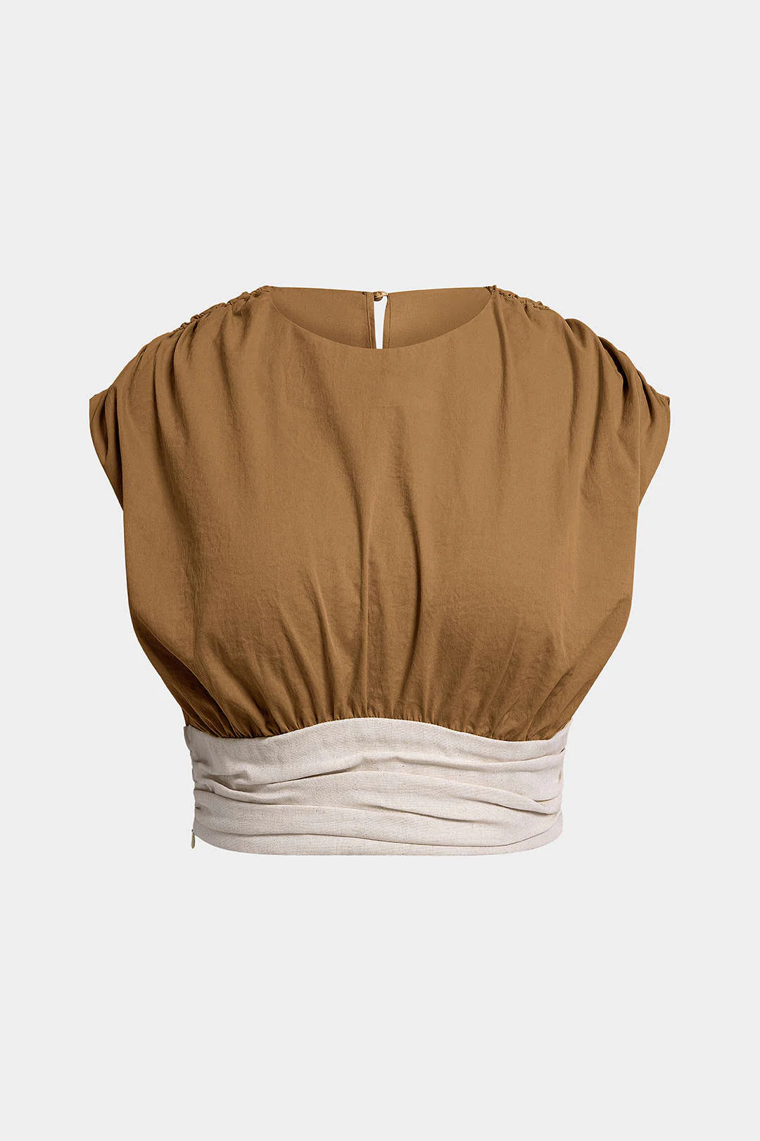 Plus Size Contrast Round Neck Ruched Tank Top - Image 6