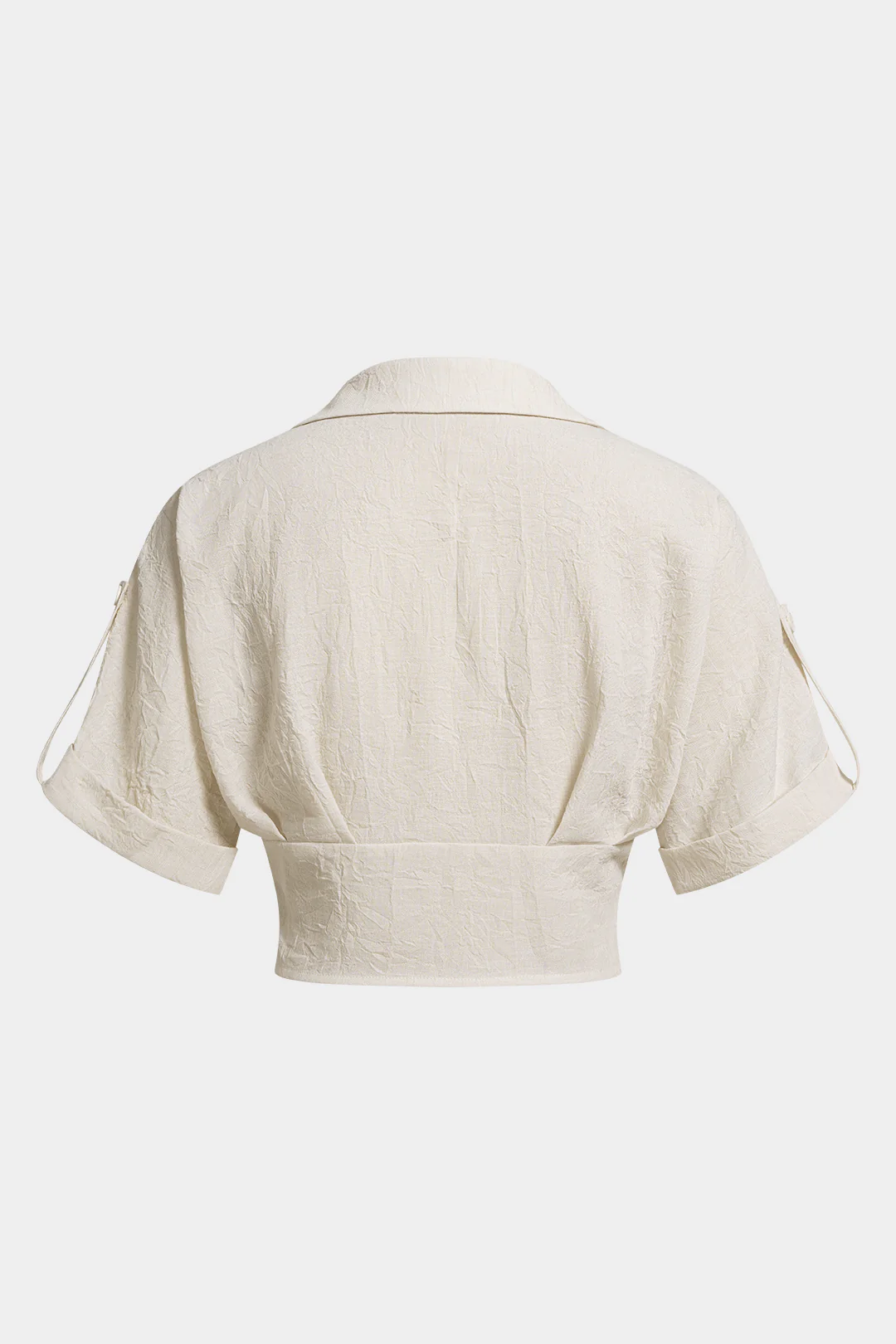 Lapel Ruched Short-Sleeve Shirt - Image 2
