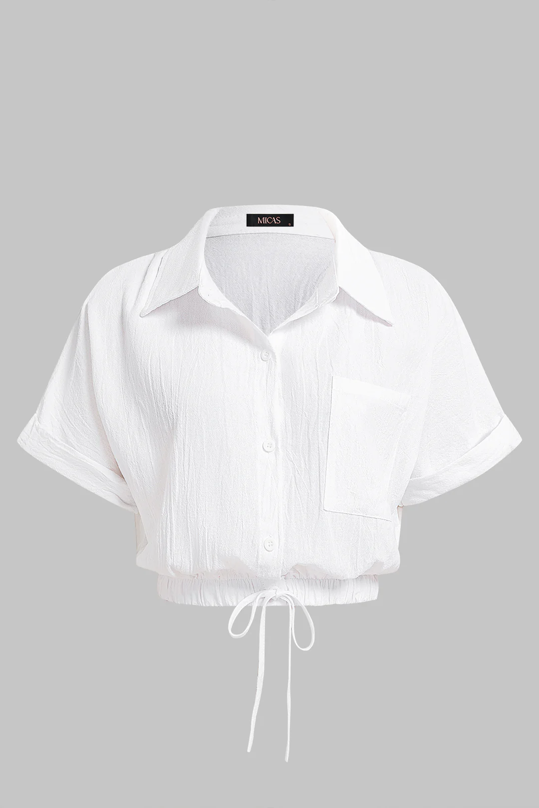 Lapel Drawstring Short-Sleeve Shirt