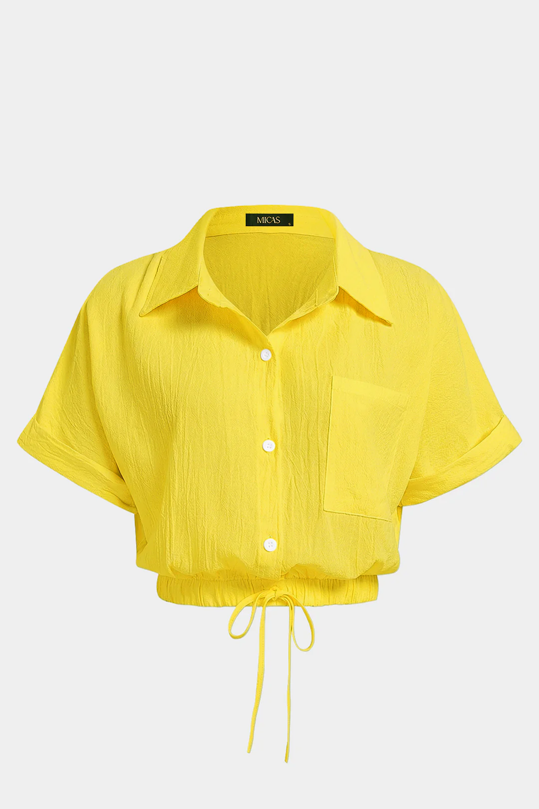 Lapel Drawstring Short-Sleeve Shirt - Image 10