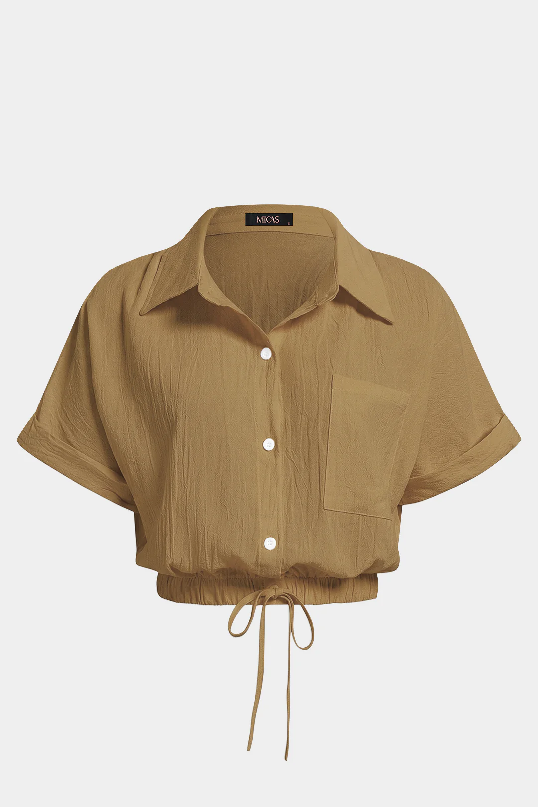 Lapel Drawstring Short-Sleeve Shirt - Image 11