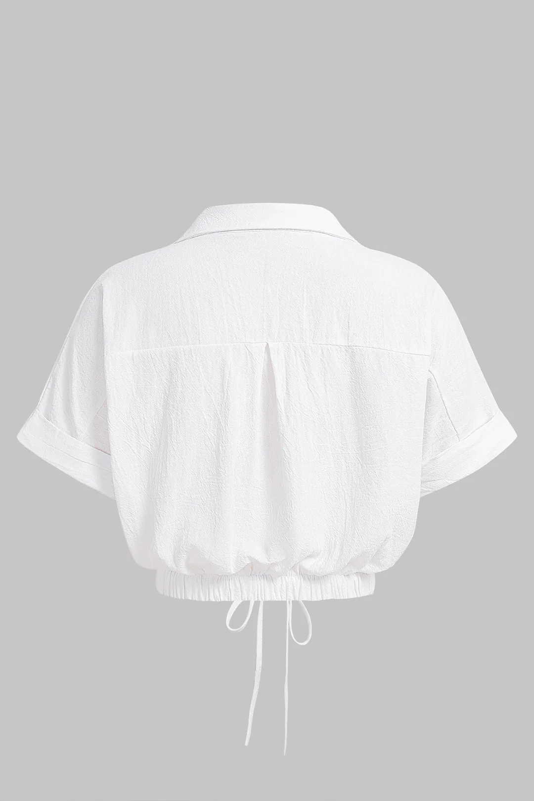 Lapel Drawstring Short-Sleeve Shirt - Image 2