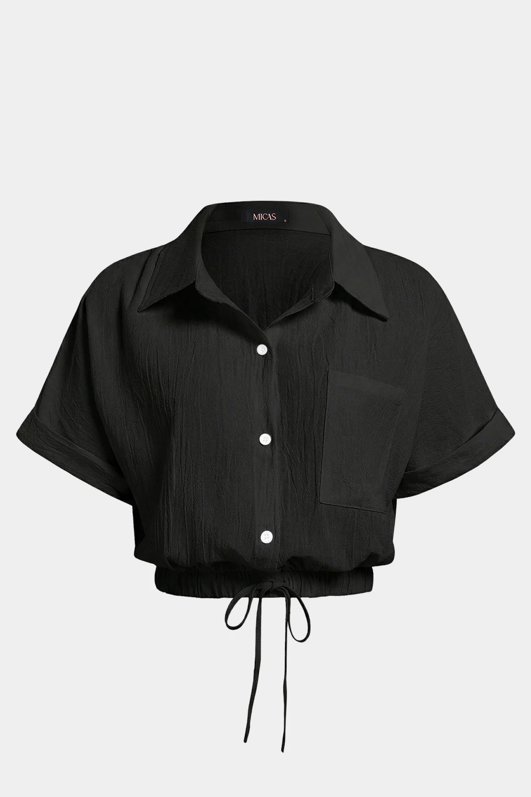 Lapel Drawstring Short-Sleeve Shirt - Image 5