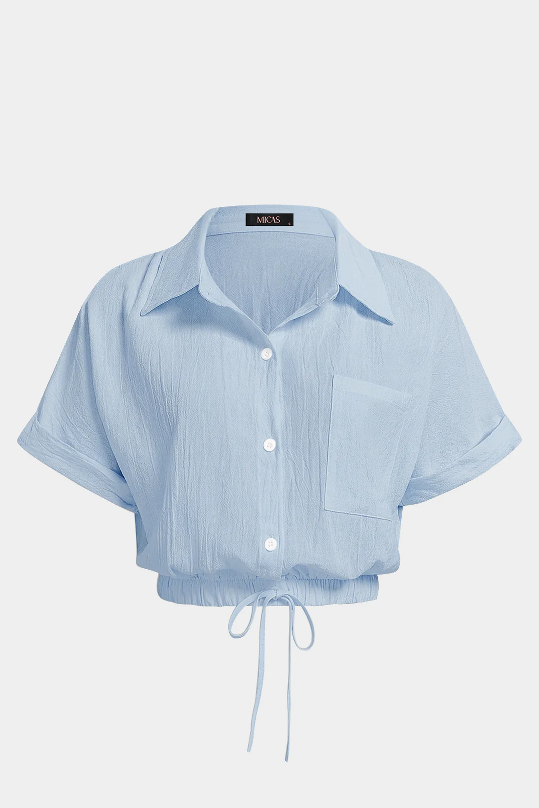 Lapel Drawstring Short-Sleeve Shirt - Image 6
