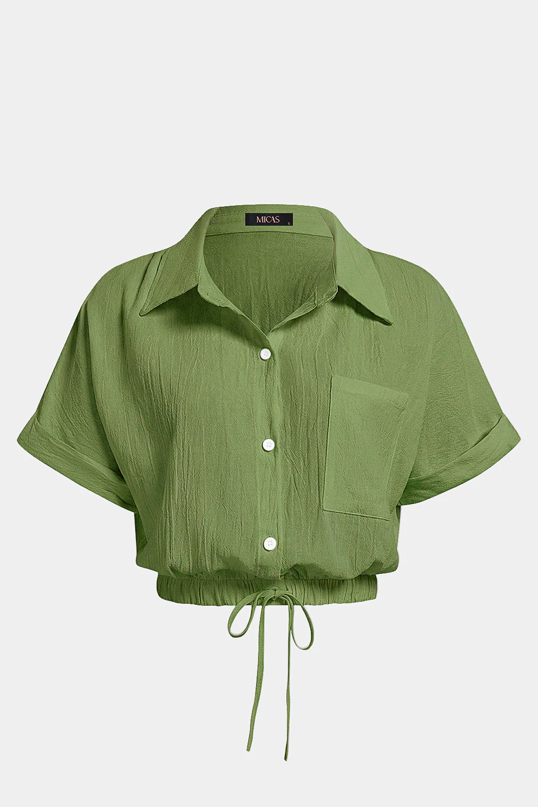 Lapel Drawstring Short-Sleeve Shirt - Image 9