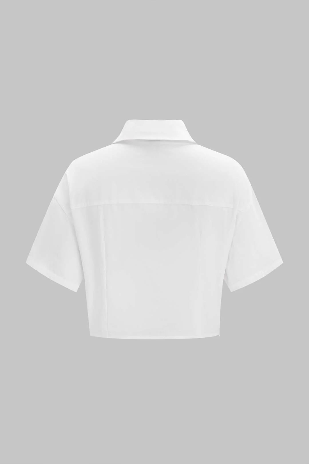 Lapel Ruched Cut Out Short-Sleeve Shirt - Image 2