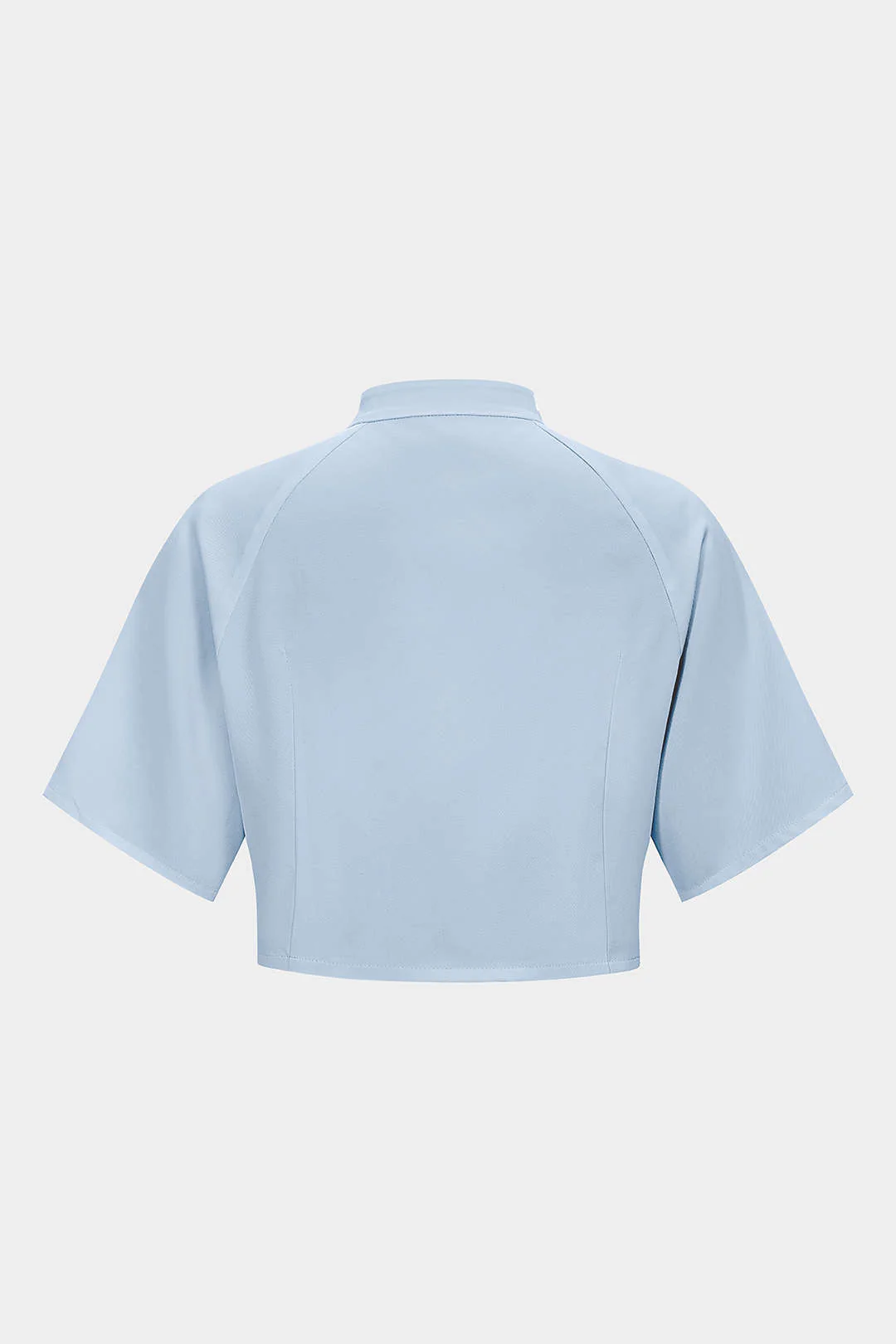 Plus Size Mock Neck Irregular Metallic Short-Sleeve Shirt - Image 3