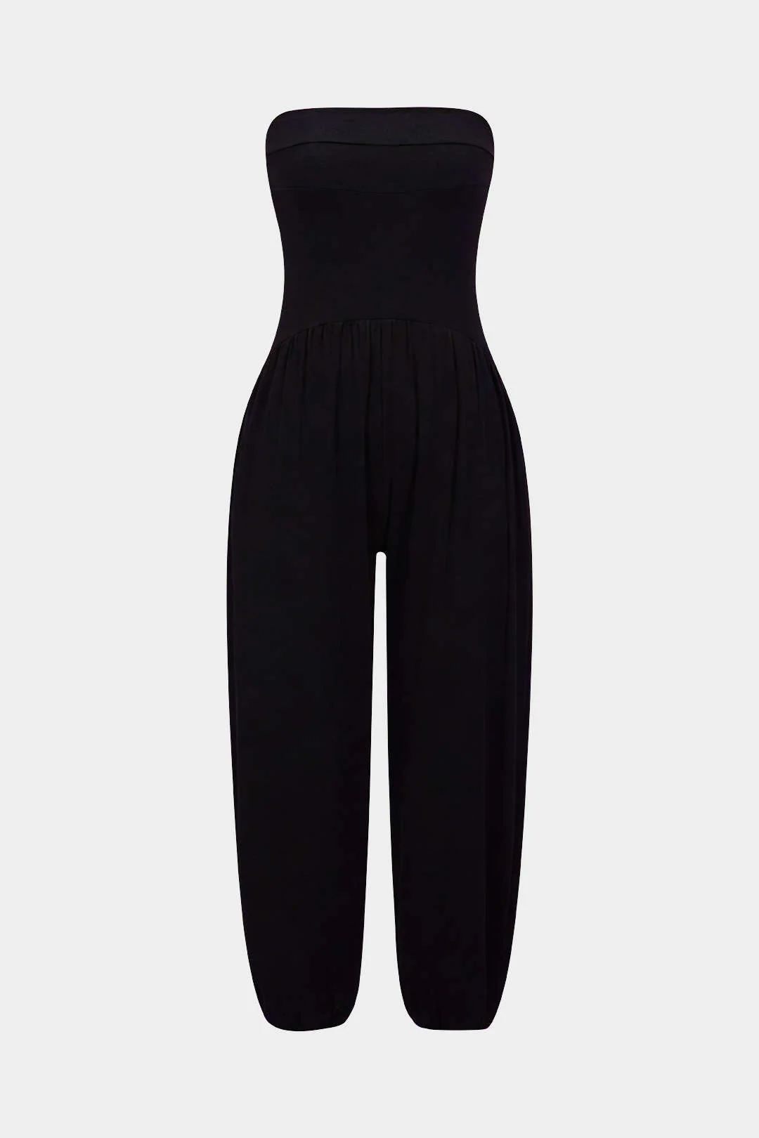 Solid Ruched Strapless Jumpsuit - Image 6