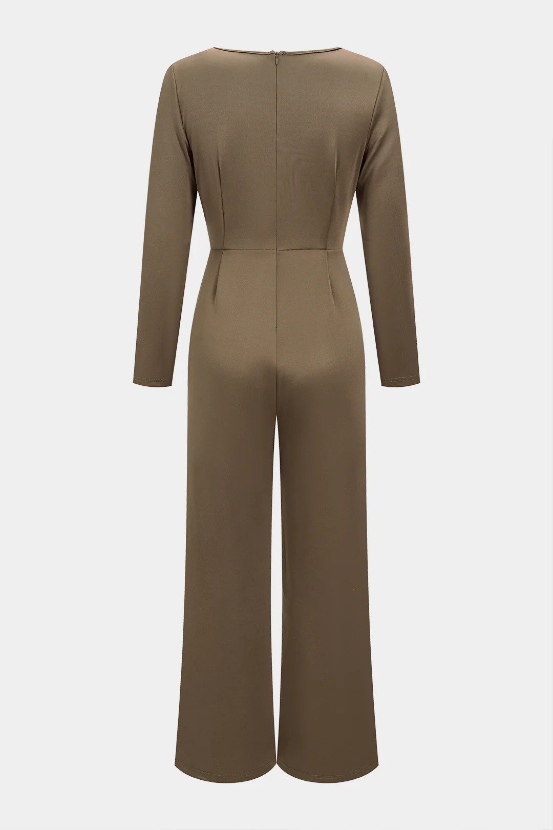 Metallic Button Zipper Long Sleeve Jumpsuit - Image 2