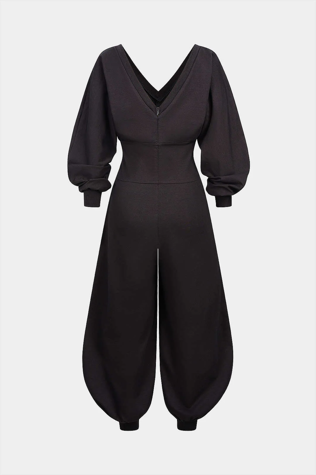 Solid High Waist Long Sleeve Jumpsuit - Image 4
