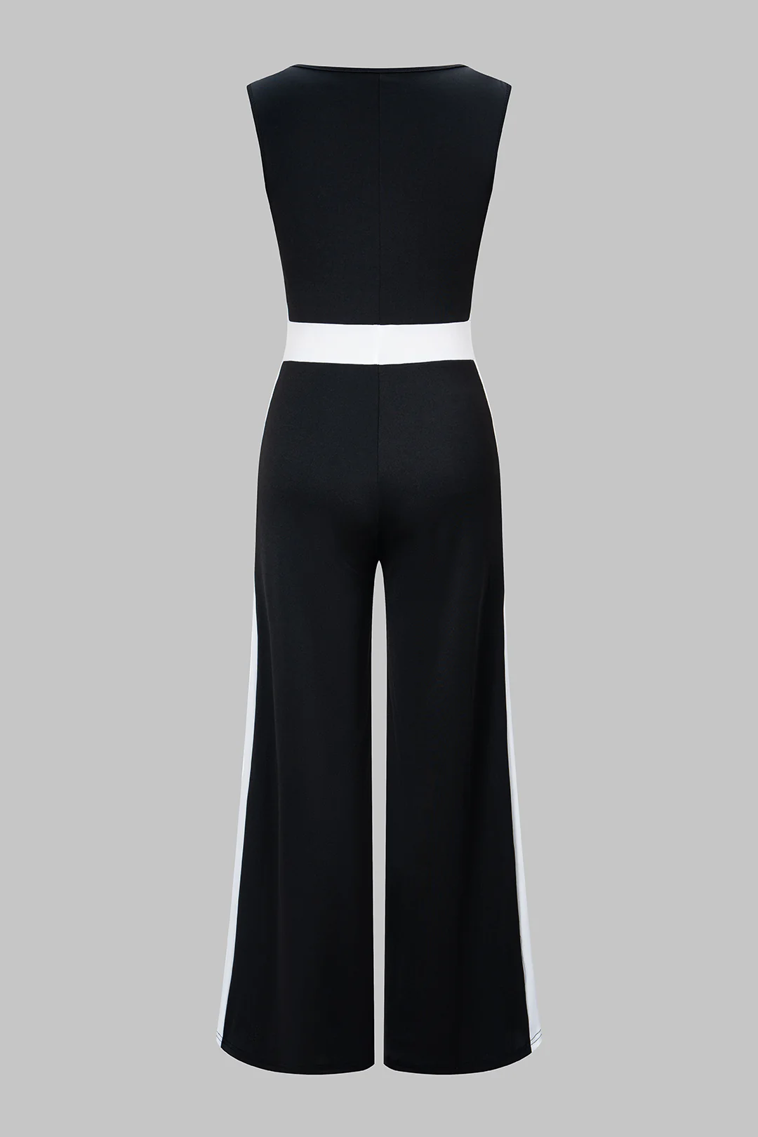Contrast Color-Block Sleeveless Wide Leg Jumpsuit - Image 2