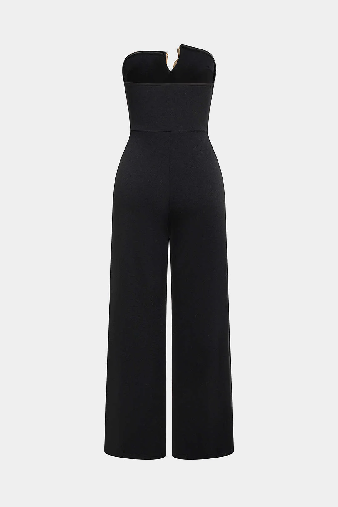 Irregular Metallic Strapless Wide Leg Jumpsuit - Image 2