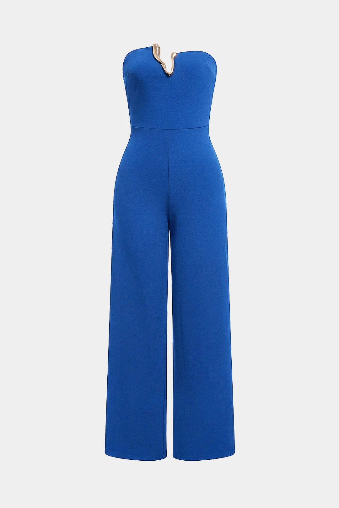 Irregular Metallic Strapless Wide Leg Jumpsuit - Image 5