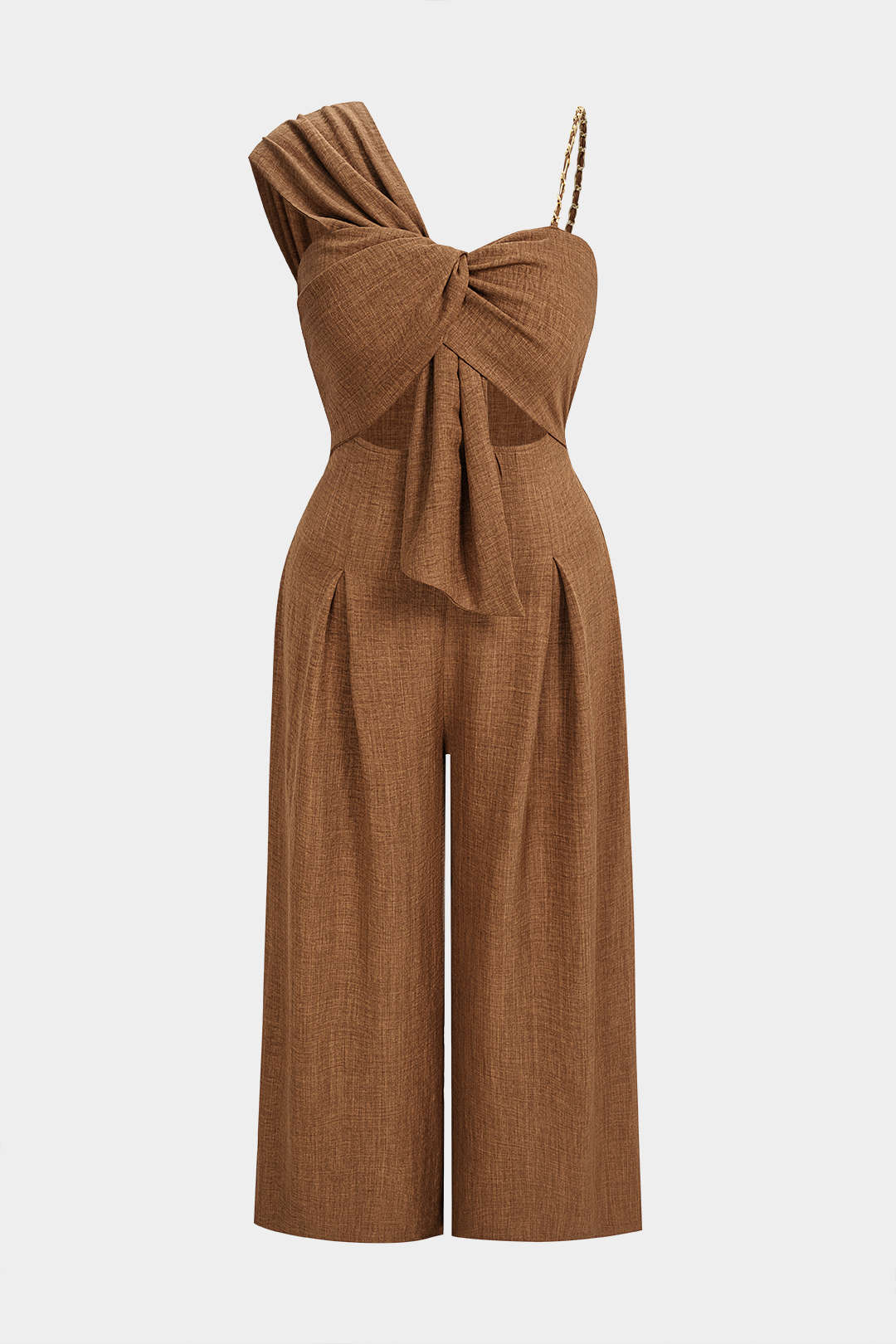 Plus Size Twist Knot Cut Out Sleeveless Jumpsuit