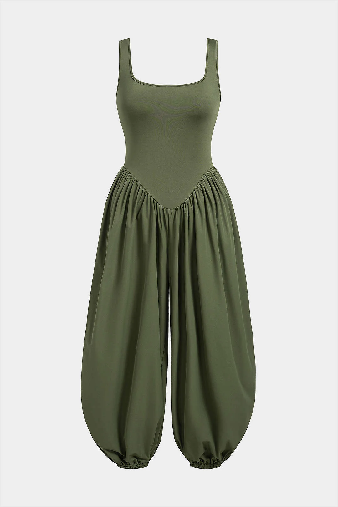 Plus Size Square Neck Sleeveless Wide Leg Jumpsuit