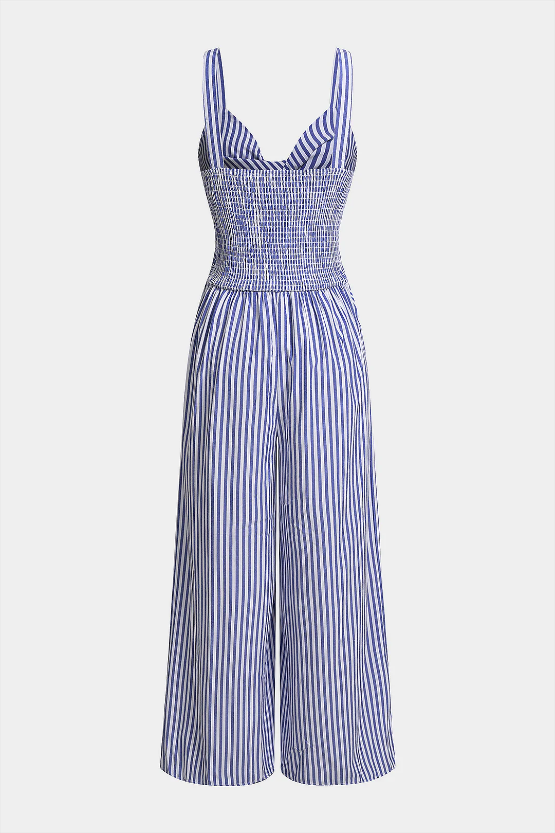 Stripes Print V-Neck Twist Knot Cut Out Sleeveless Jumpsuit - Image 2