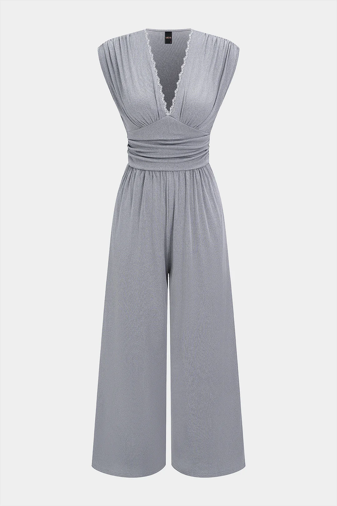 Lace Trim Patchwork V-Neck Sleeveless Jumpsuit