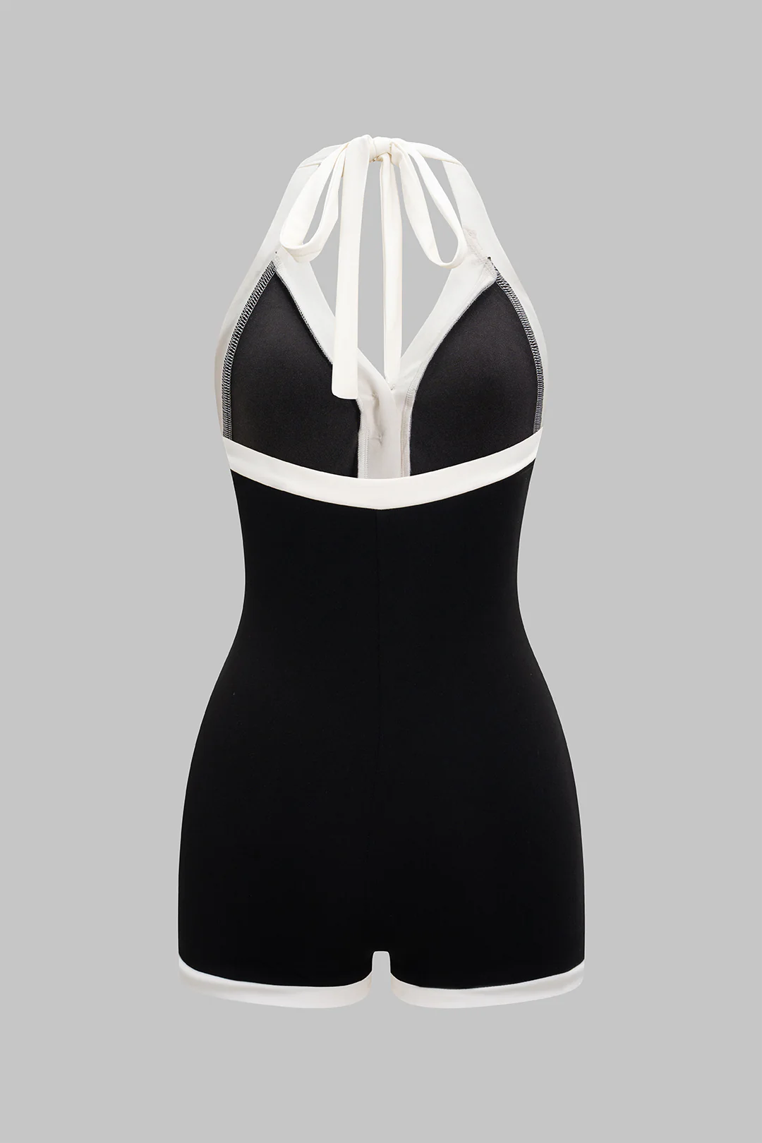 Halter Neck Backless Tie-Up Sleeveless Romper - Image 2