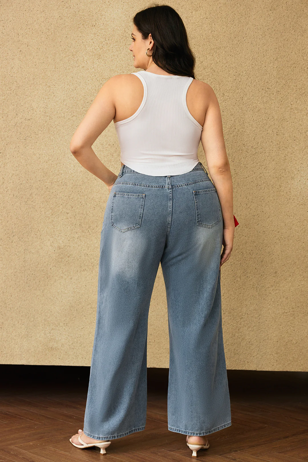 Plus Size Denim Patchwork Zipper Jeans - Image 9