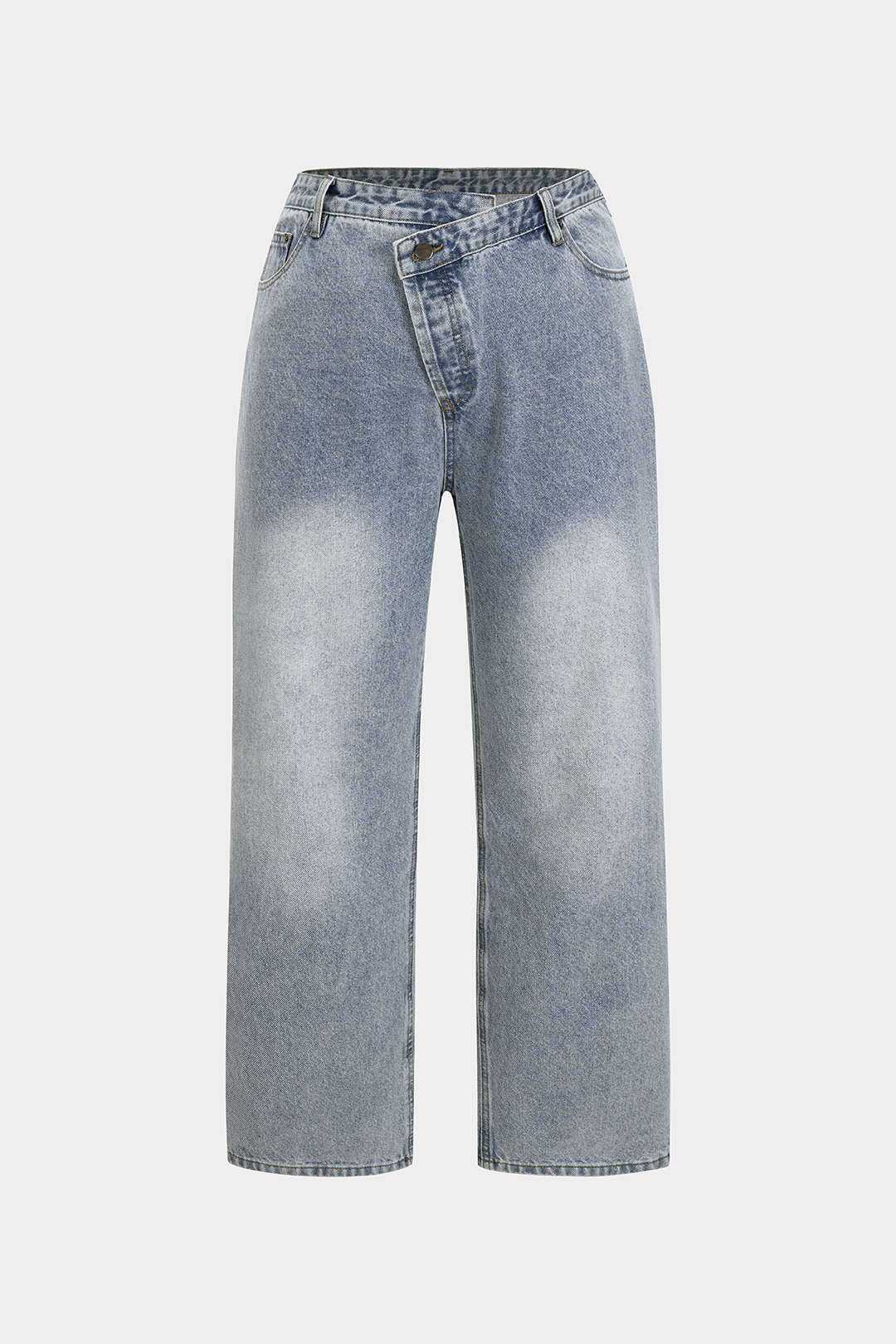 Plus Size Denim Zipper Detail High Waist Straight Leg Jeans