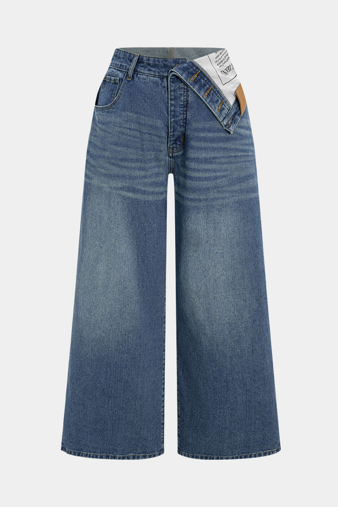 Plus Size Denim Asymmetrical High Waist Jeans