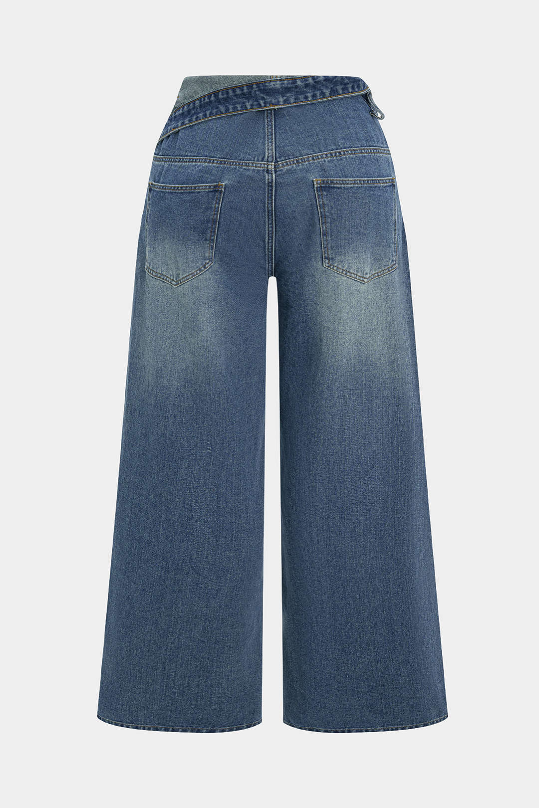 Plus Size Denim Asymmetrical High Waist Jeans - Image 2