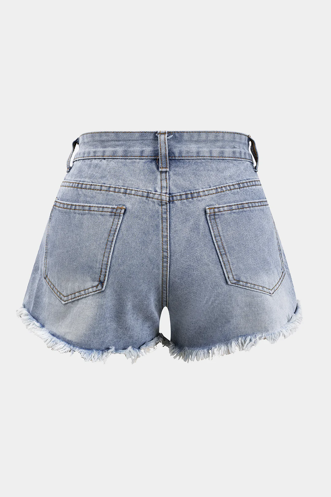 Plus Size High Waist Beaded Denim Shorts - Image 3