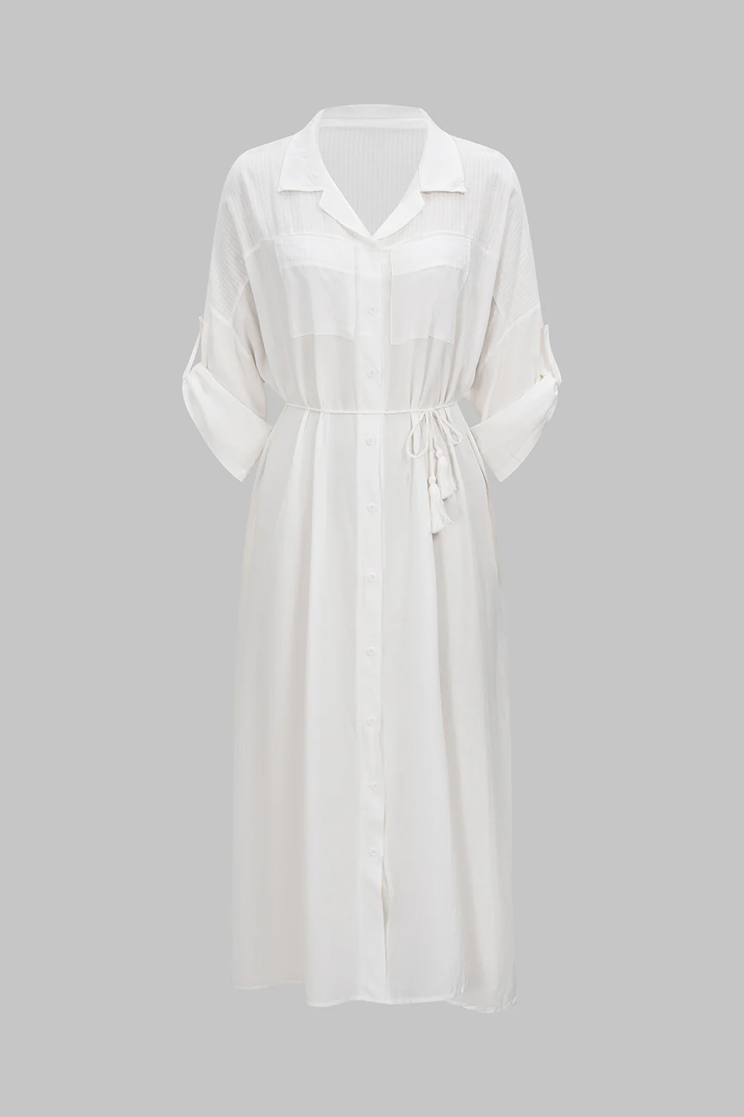 Lapel Button Long Sleeve Cover Up - Image 5