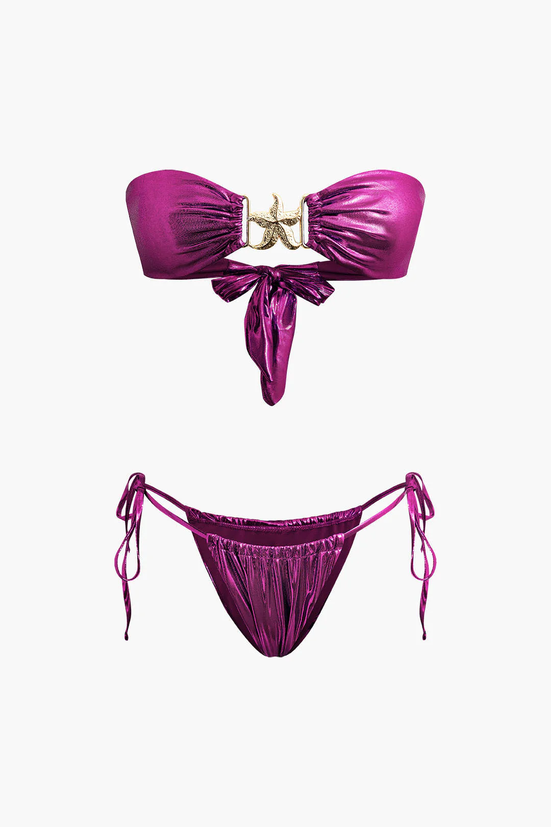 Starfish Decor Knot Ruched Bikini Set - Image 10