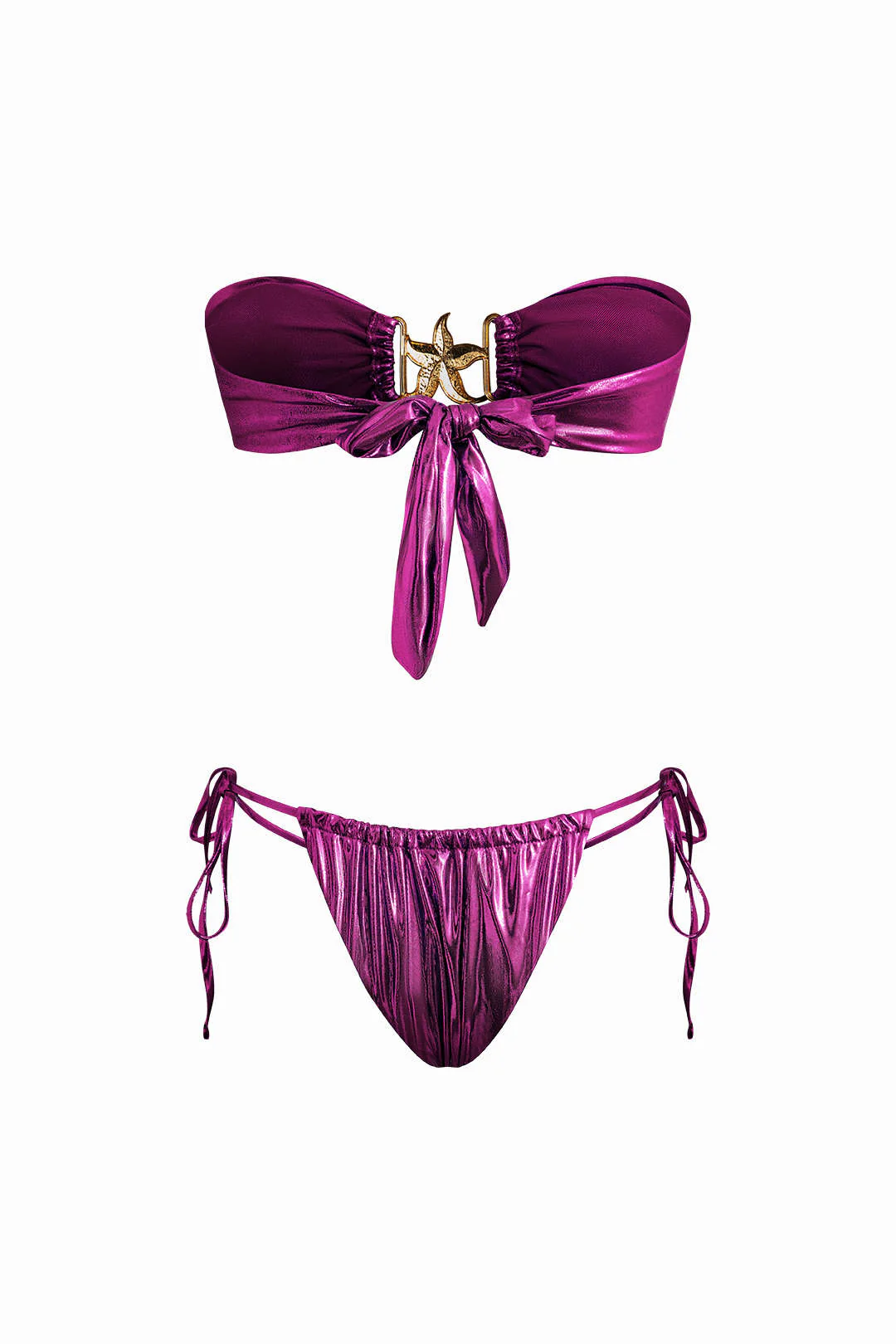 Starfish Decor Knot Ruched Bikini Set - Image 11
