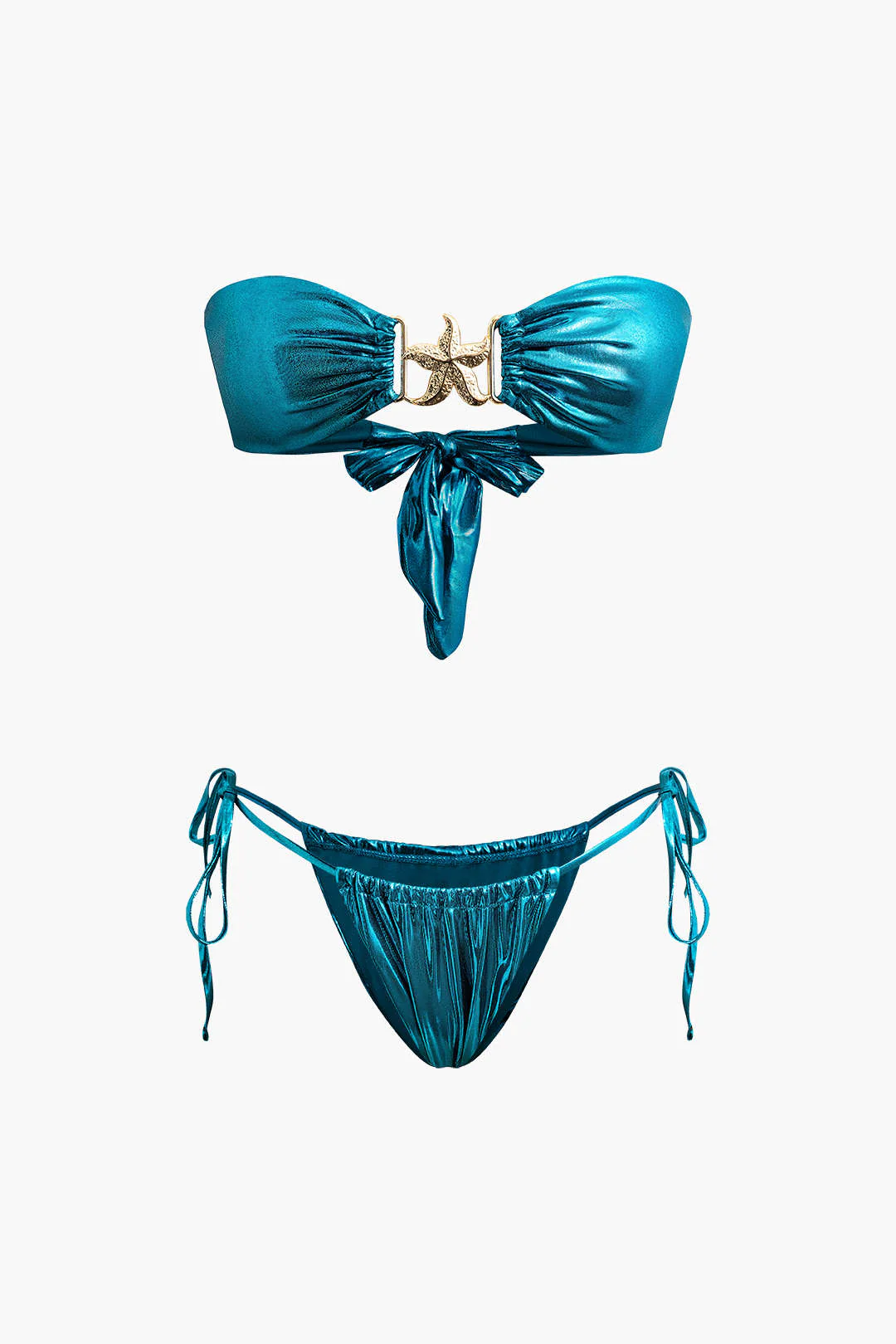 Starfish Decor Knot Ruched Bikini Set - Image 3