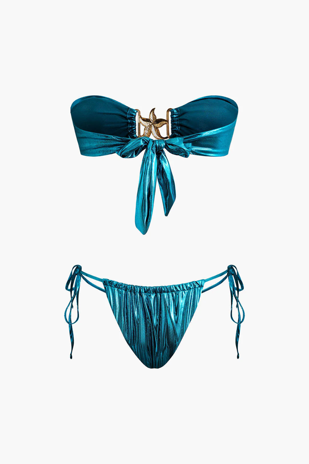 Starfish Decor Knot Ruched Bikini Set - Image 4