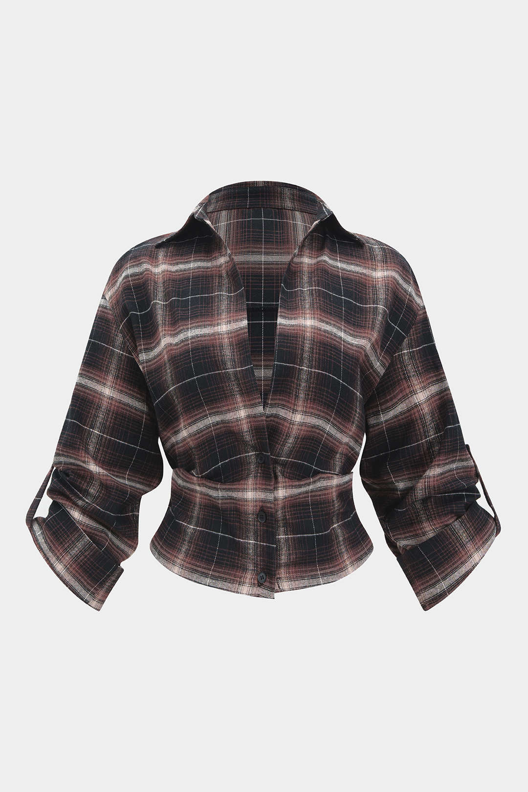 Plaid Print Button Long-Sleeve Shirt