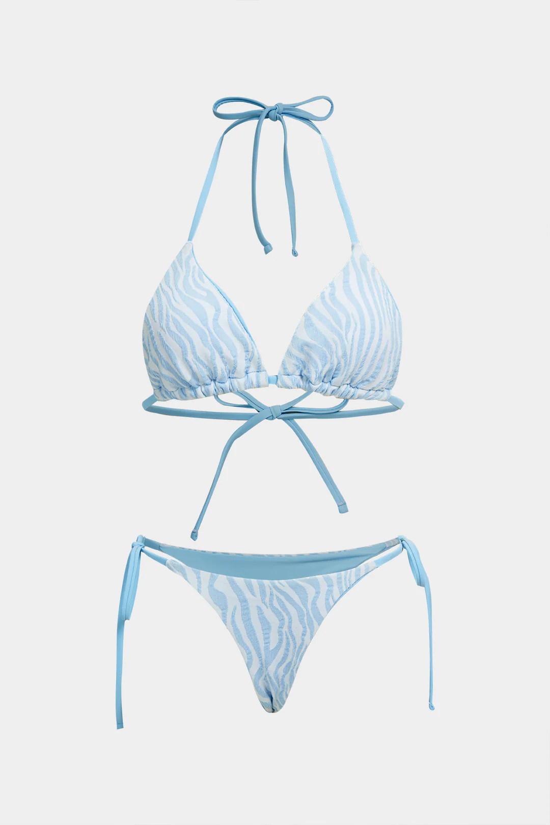 Stripes Print Tie-Up Bikini Set