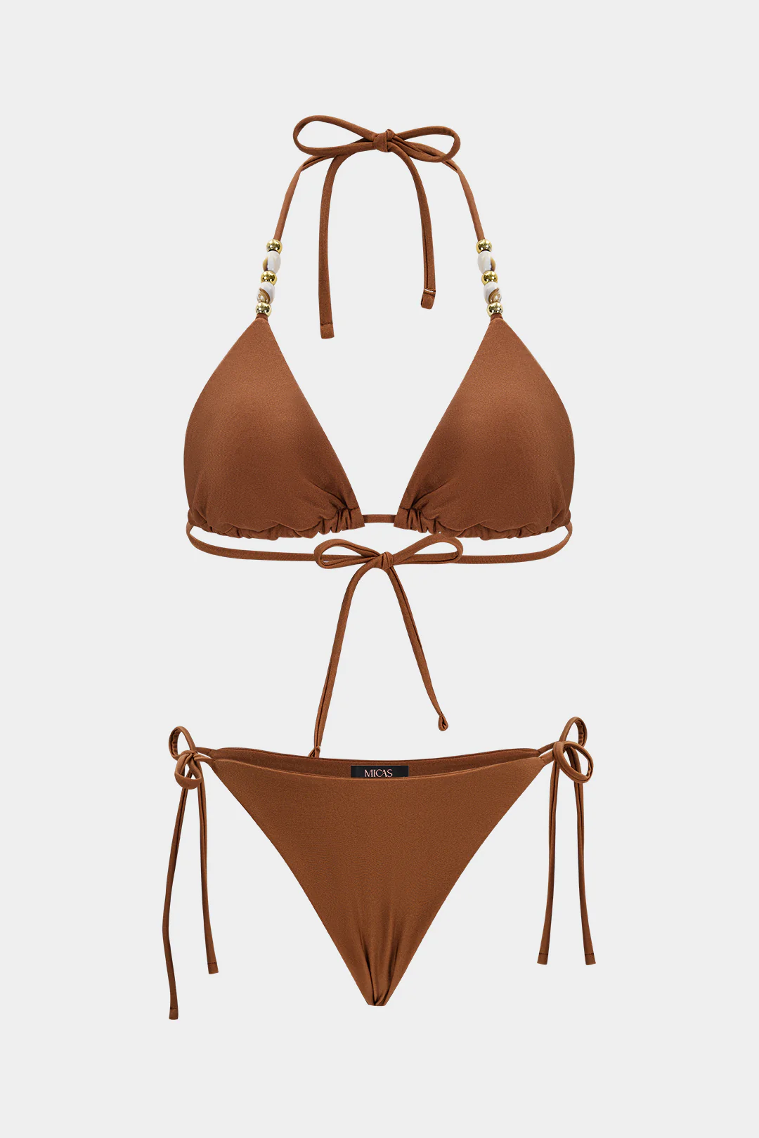 Tie-Up Beaded Triangle Cup Bikini Set