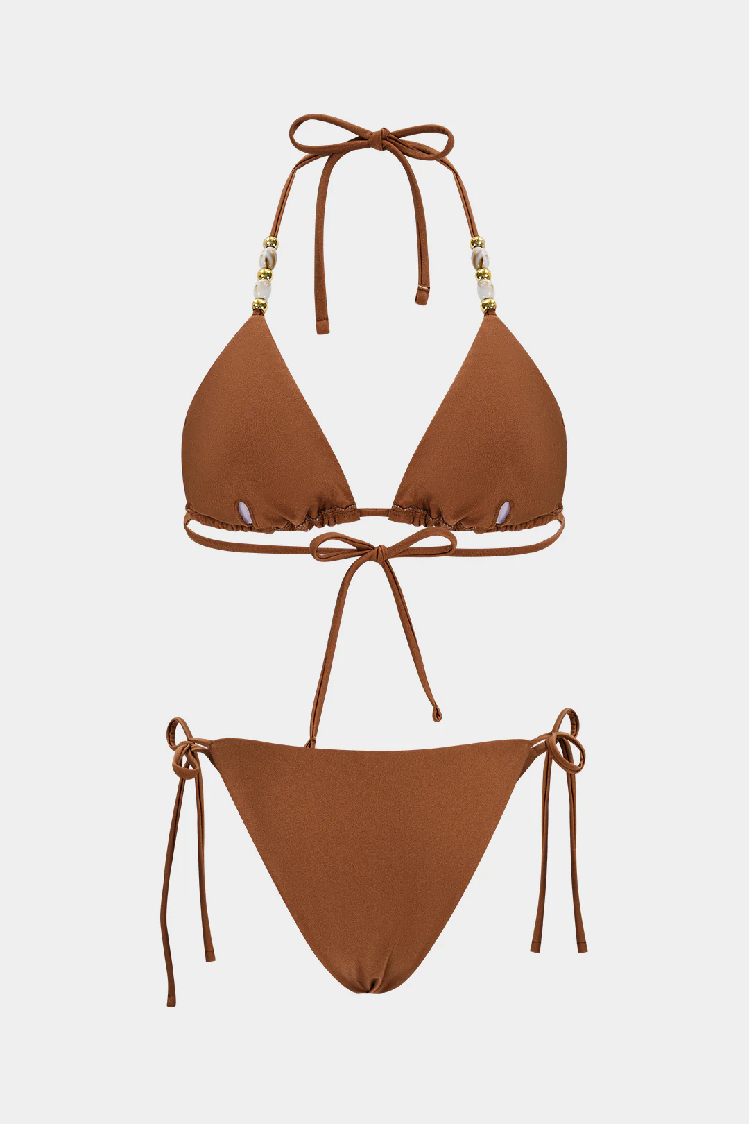 Tie-Up Beaded Triangle Cup Bikini Set - Image 2