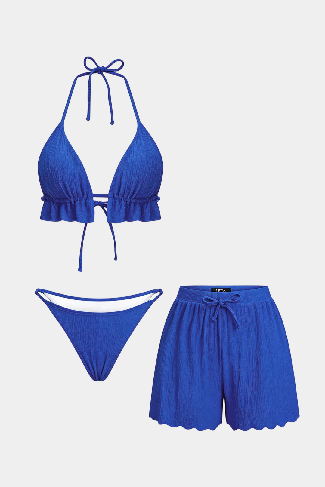 Textured Halter Neck Tie-Up Bikini Set - Image 8