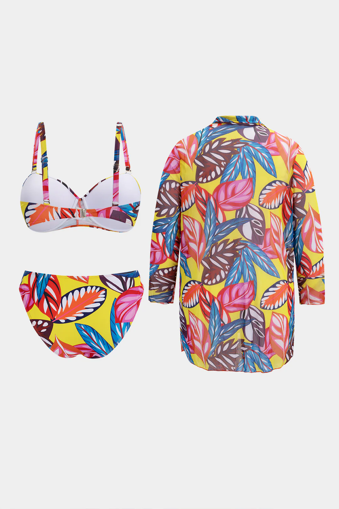 Plus Size Leaves Print Bikini Set - Image 2